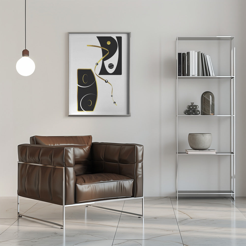 Black & White Abstract No. 2 | gold Poster